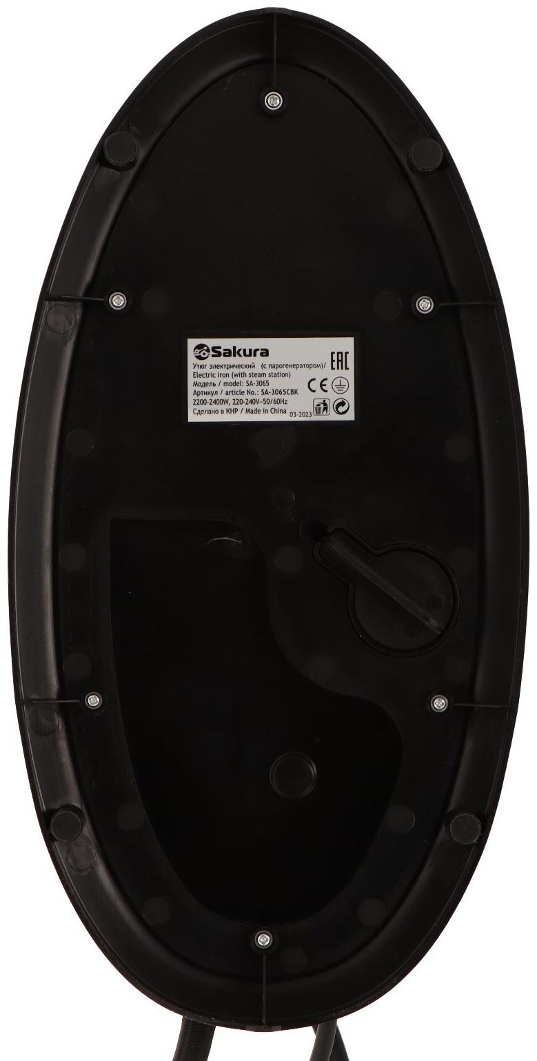 Парогенератор Sakura SA-3065CBK, 2400 Вт, керам. подошва, 1.1 л, 130г/мин, чёрно-золотой