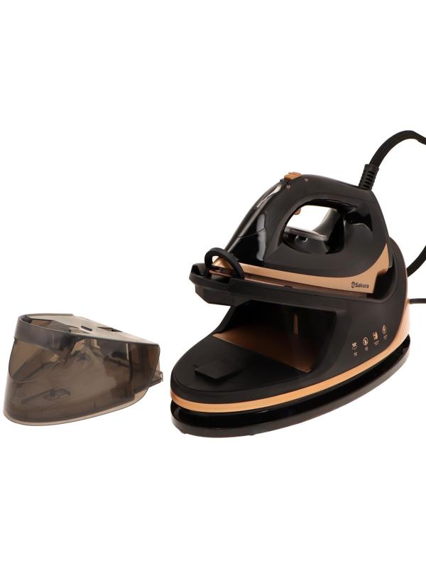 Парогенератор Sakura SA-3065CBK, 2400 Вт, керам. подошва, 1.1 л, 130г/мин, чёрно-золотой