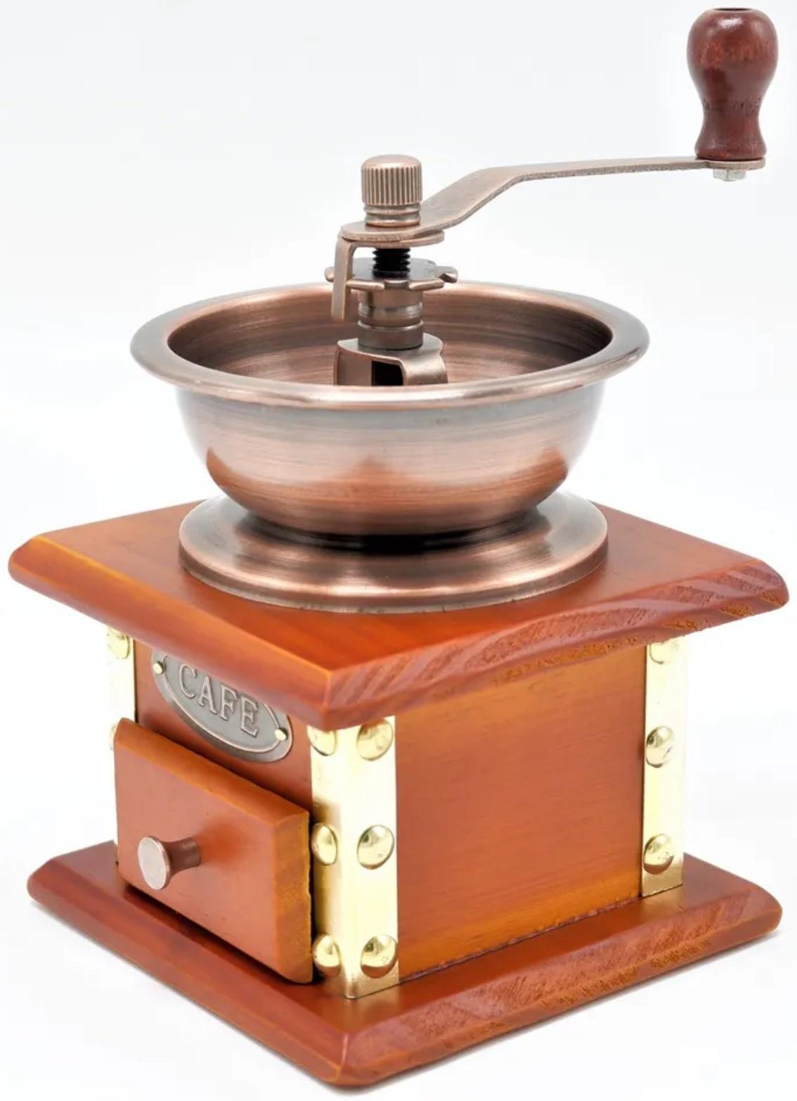 Кофемолка ручная Bekker, размер 12.5х12.5х18.5 см, цвет коричневый