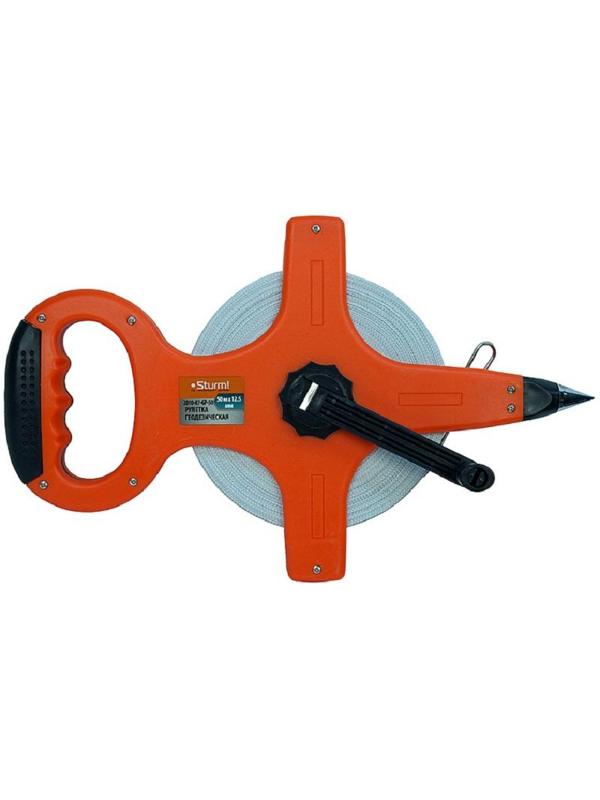 Рулетка 50 м геодез. ФИБЕРГЛАСС, ШТЫК ДЛЯ ФИКСАЦИИ, Sturm! 2010-07-GP-50