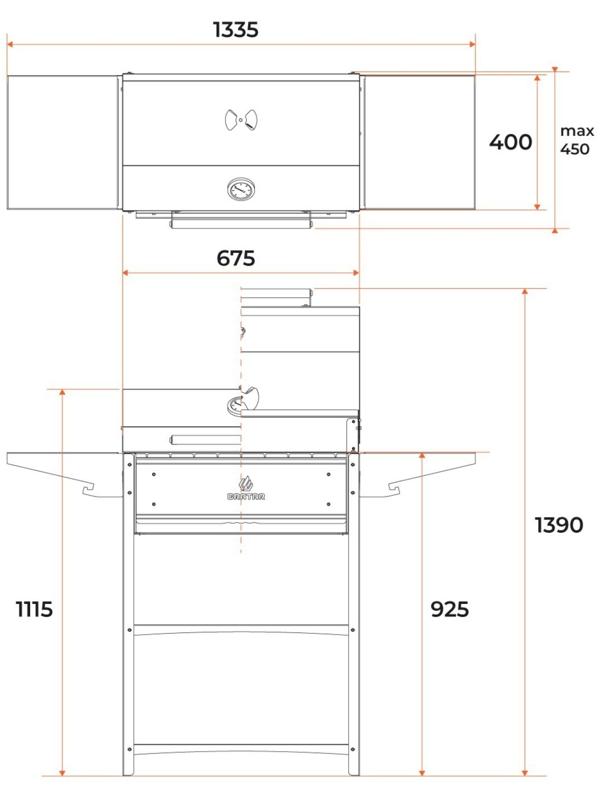 Мангал Family Optima BBQ FOB 2000, 2 мм, 133,2 х 44,1 х 111 см