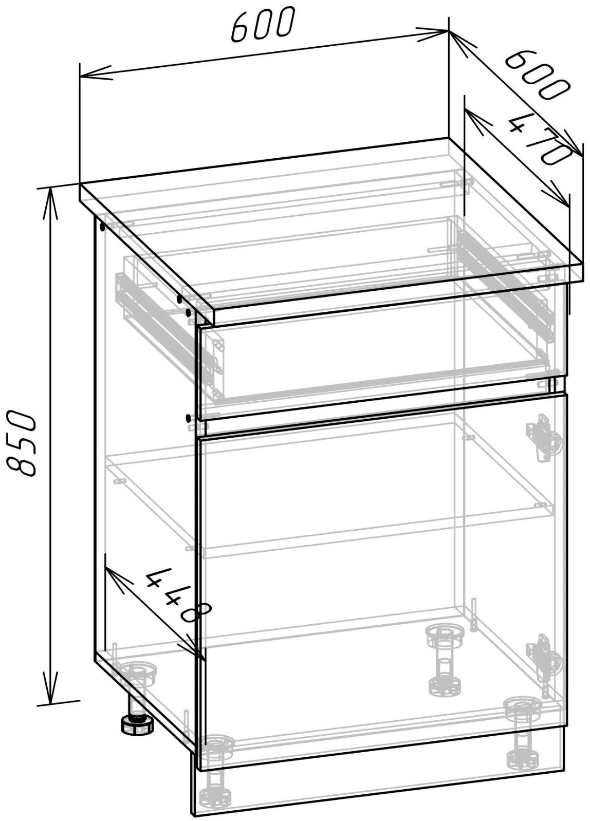 Шкаф напольный Зара 1 ящик 1 ств 600х600х850 крафт белый