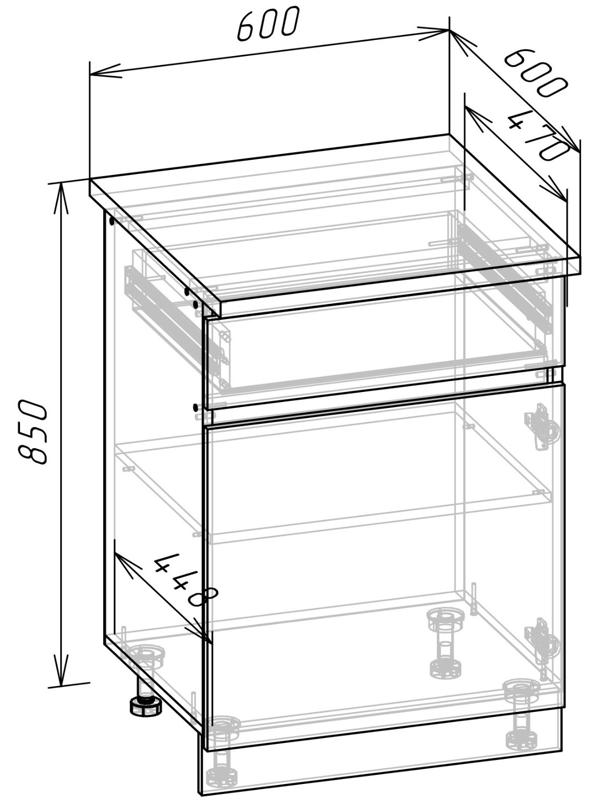Шкаф напольный Зара 1 ящик 1 ств 600х600х850 крафт белый