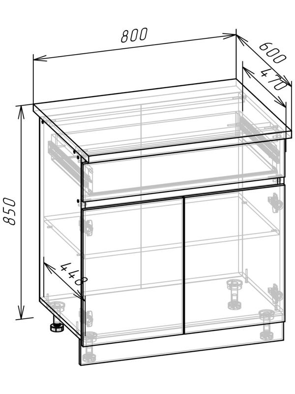 Шкаф напольный Зара 1 ящик 800х600х850 белый