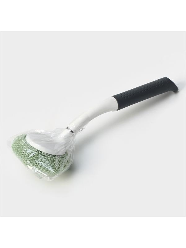 Щётка для мытья посуды с пластиковой губкой Raccoon Breeze, удобная ручка, 30×6 см