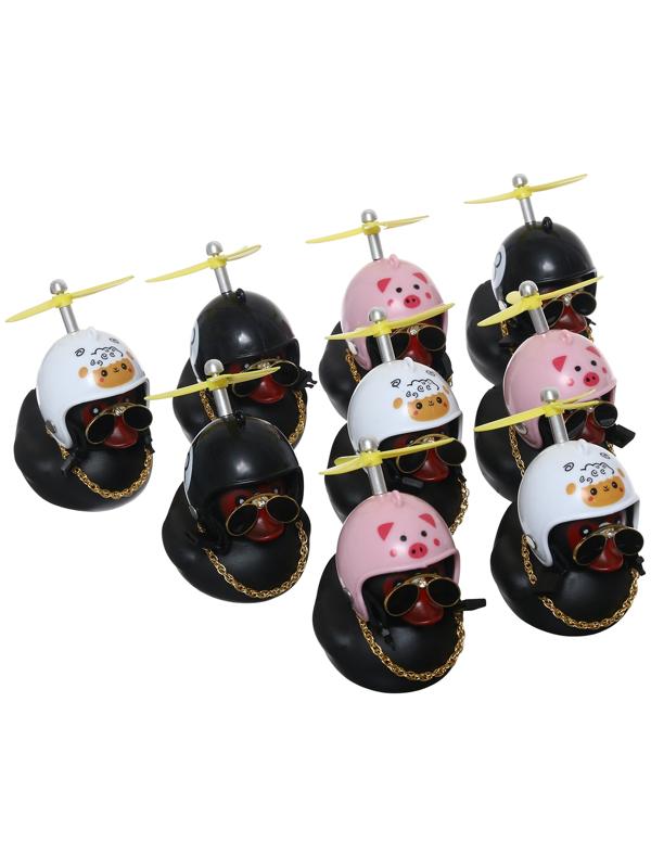 Утка с пропеллером на панель авто с пищалкой, черный, набор 9 шт