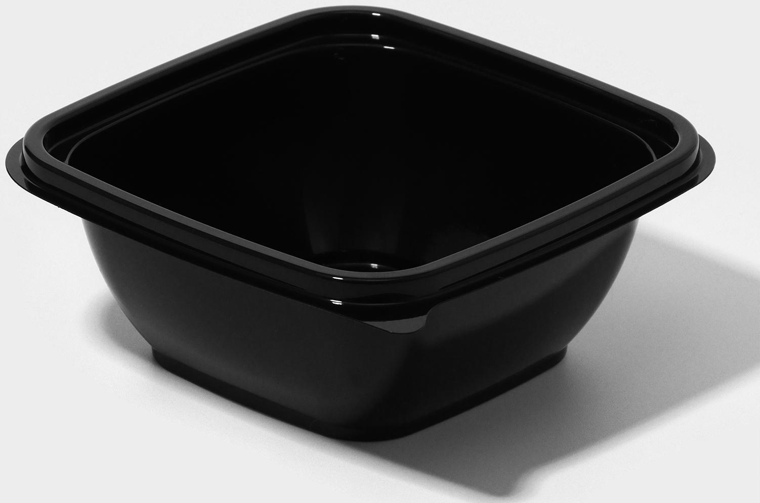Контейнер одноразовый, ЮПК-1212, 375 мл, 12,6×12,6×5,1 см, чёрный, 50 шт/уп
