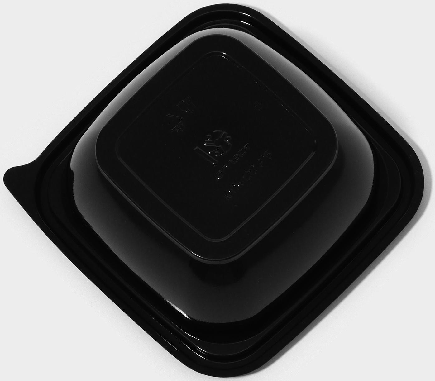 Контейнер одноразовый, ЮПК-1212, 375 мл, 12,6×12,6×5,1 см, чёрный, 50 шт/уп