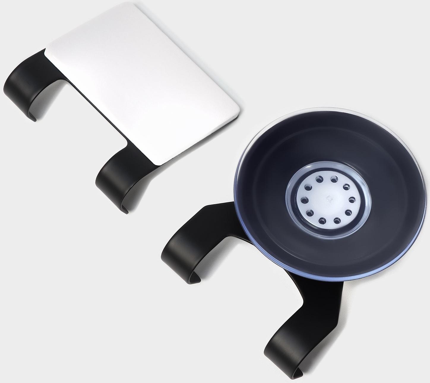 Водосгон из нержавеющей стали с комплектом держателей Raccoon, 25×16 см, цвет чёрный