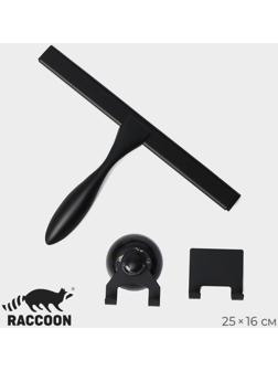 Водосгон из нержавеющей стали с комплектом держателей Raccoon, 25×16 см, цвет чёрный