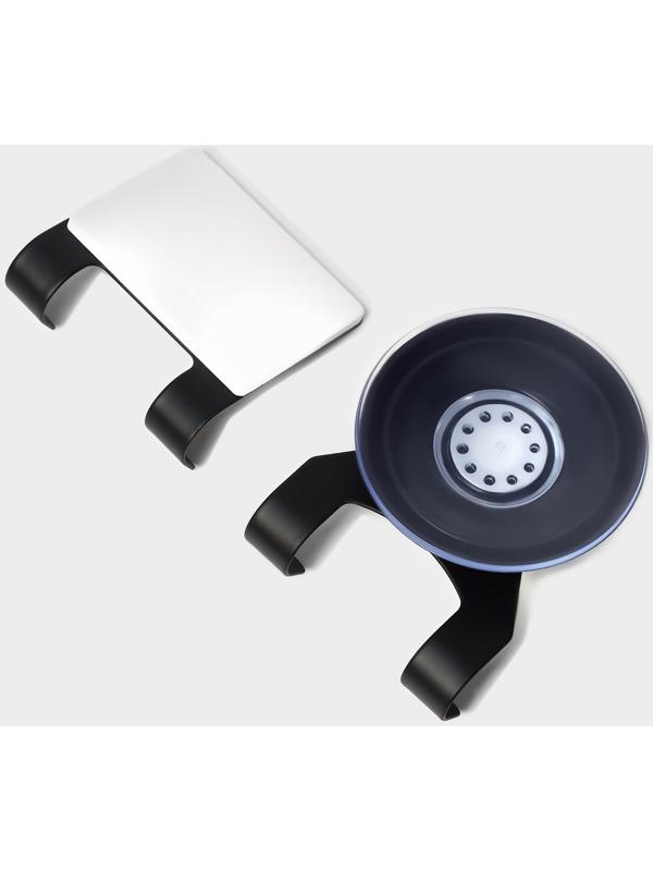 Водосгон из нержавеющей стали с комплектом держателей Raccoon, 25×16 см, цвет чёрный