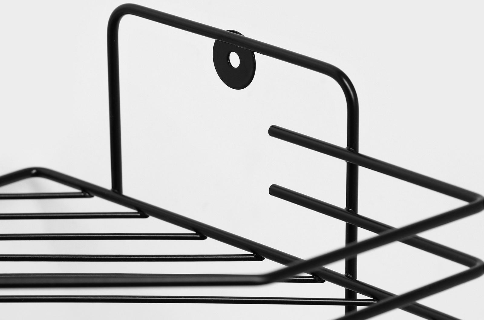 Полка угловая для ванной, настенная, 1 ярус, с мыльницей, 27,5×20×15,5 см, цвет чёрный