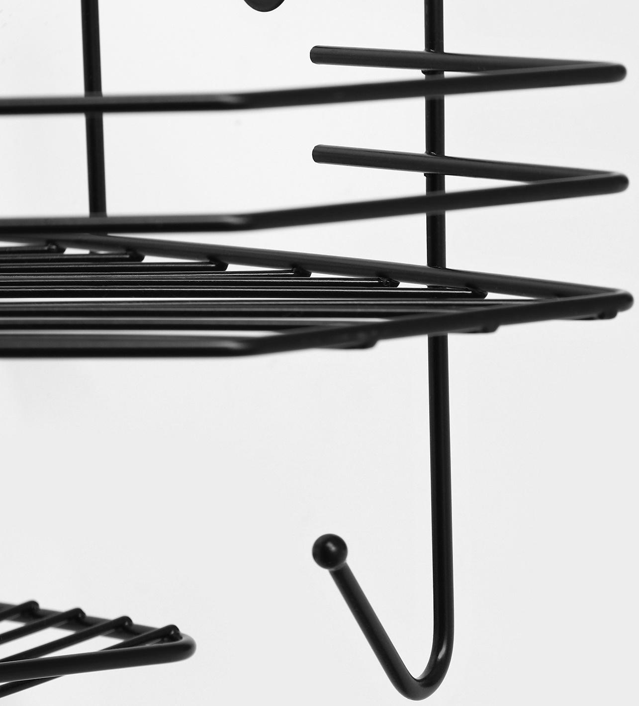 Полка угловая для ванной, настенная, 1 ярус, с мыльницей, 27,5×20×15,5 см, цвет чёрный