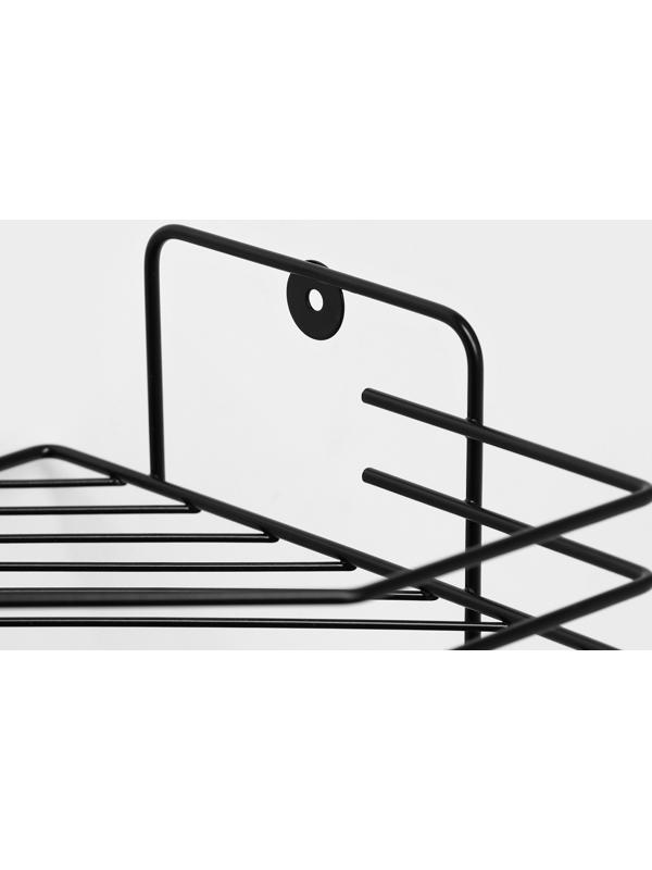 Полка угловая для ванной, настенная, 1 ярус, с мыльницей, 27,5×20×15,5 см, цвет чёрный