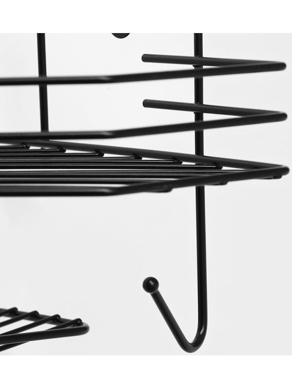 Полка угловая для ванной, настенная, 1 ярус, с мыльницей, 27,5×20×15,5 см, цвет чёрный