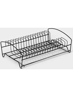 Сушилка для тарелок с поддоном, 38×24,5×12,4 см, цвет чёрный