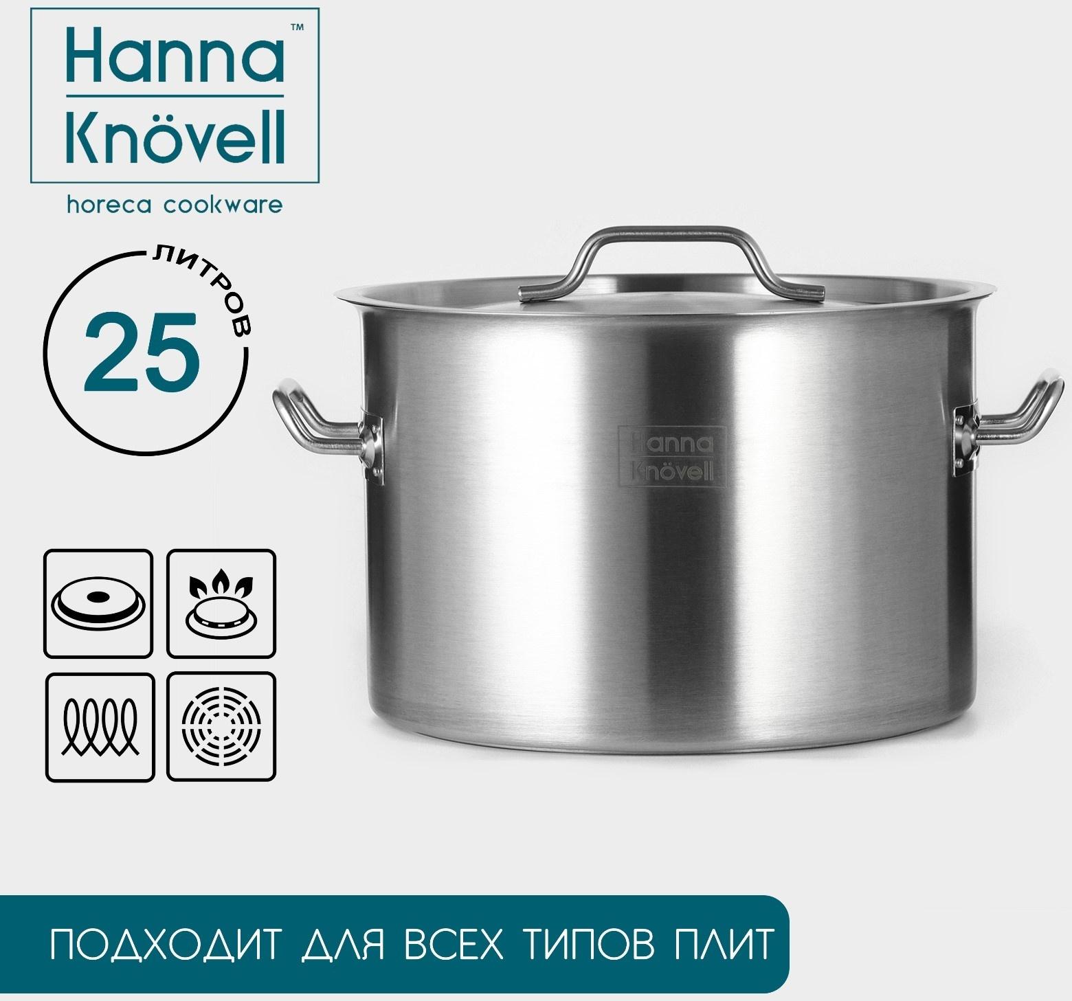 Кастрюля 25л, толщина 0,8мм, дно ТРС  , 201 сталь, с крышкой, индукция, d=36 см, h=24 см