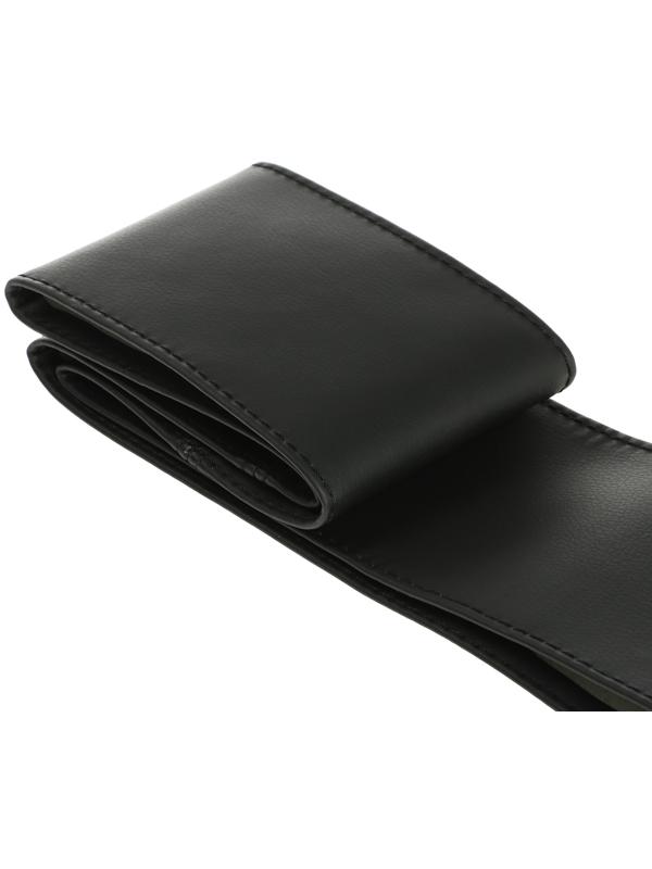 Оплетка на руль сшивная, экокожа, черная, нить, игла, размер S, 34-36 см