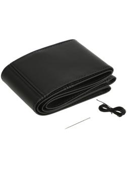 Оплетка на руль сшивная, экокожа, черная, нить, игла, размер L, 38-40 см