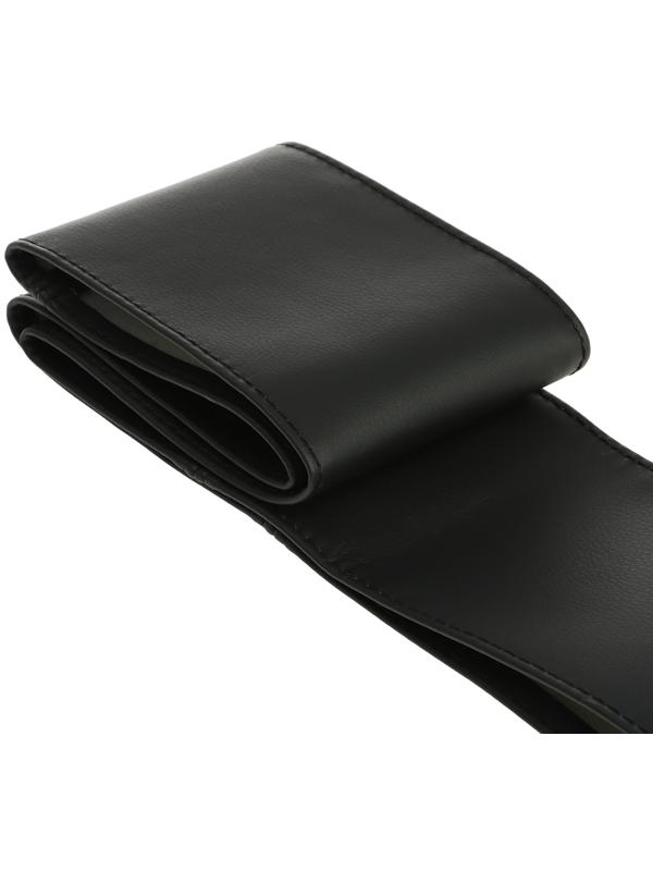 Оплетка на руль сшивная, экокожа, черная, нить, игла, размер L, 38-40 см