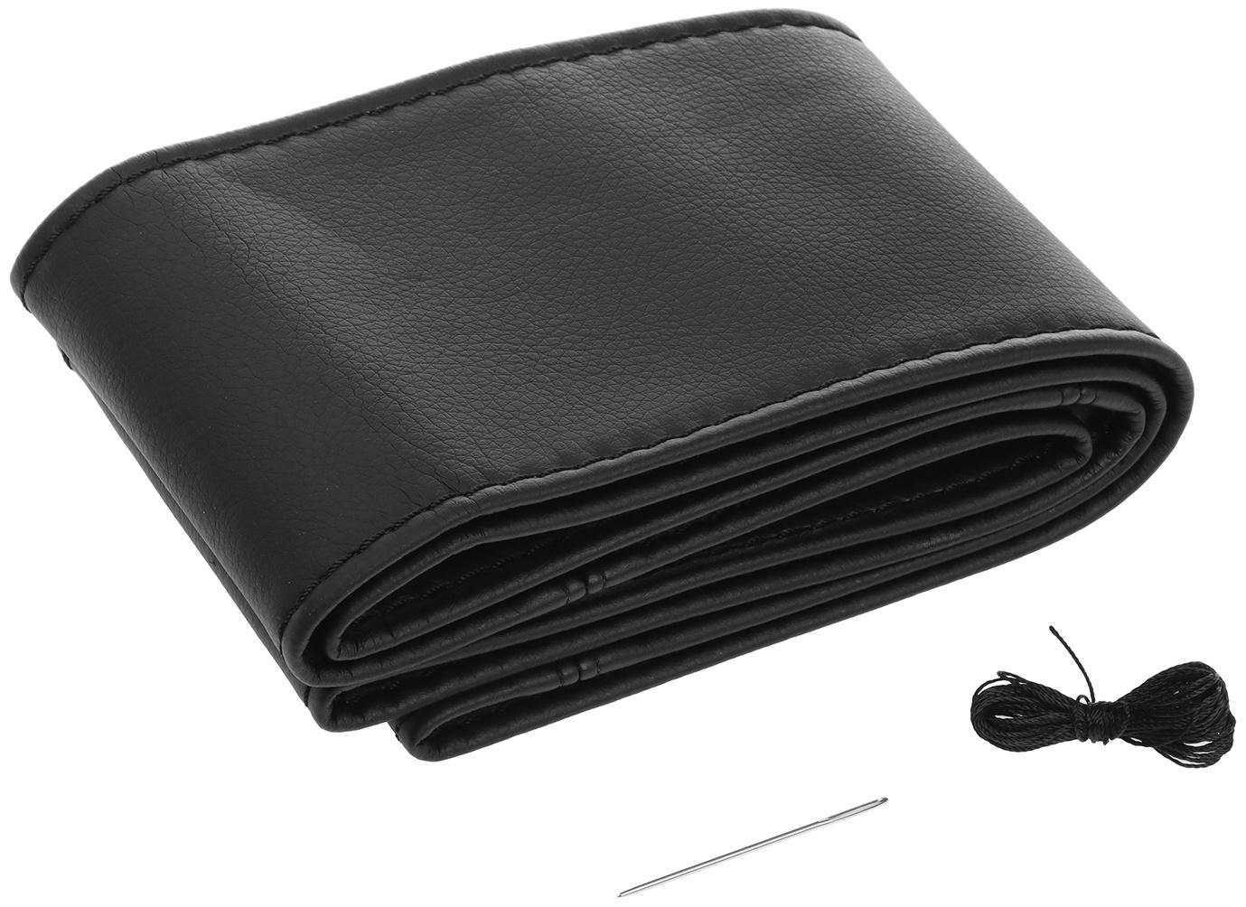 Оплетка на руль сшивная, экокожа, черная, нить, игла, размер XL, 40-42 см