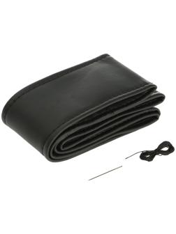 Оплетка на руль сшивная, экокожа, черная, нить, игла, размер 2ХL, 42-44 см