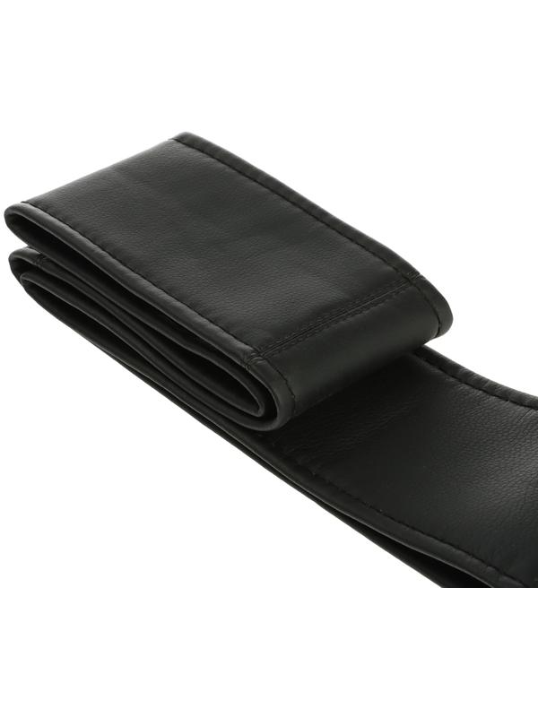 Оплетка на руль сшивная, экокожа, черная, нить, игла, размер 2ХL, 42-44 см