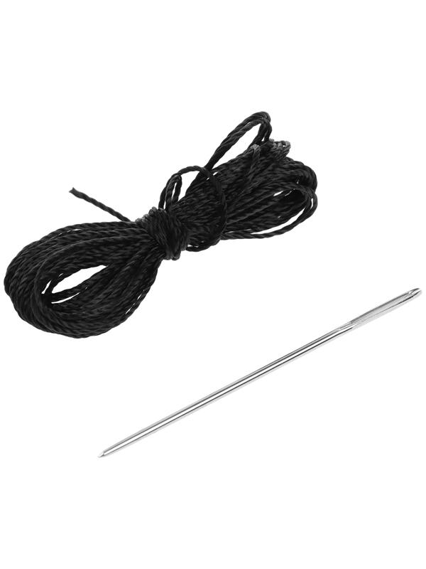 Оплетка на руль сшивная, экокожа, черная, нить, игла, размер 2ХL, 42-44 см