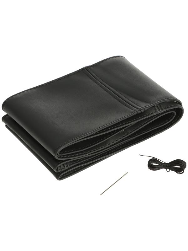 Оплетка на руль сшивная, экокожа, черная, нить, игла, размер 3ХL, 44-46 см