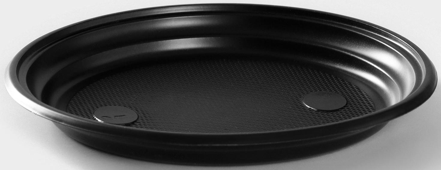 Тарелка одноразовая, d=20,5 см, чёрная, 100 шт/уп