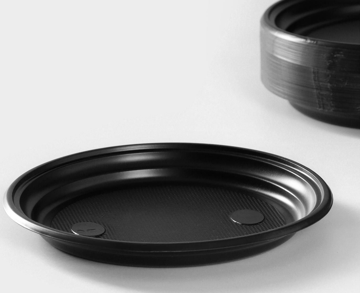 Тарелка одноразовая, d=20,5 см, чёрная, 100 шт/уп