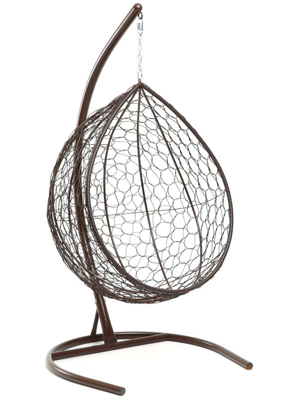 Подвесное кресло КОКОН «Капля» красная подушка, стойка, коричневое