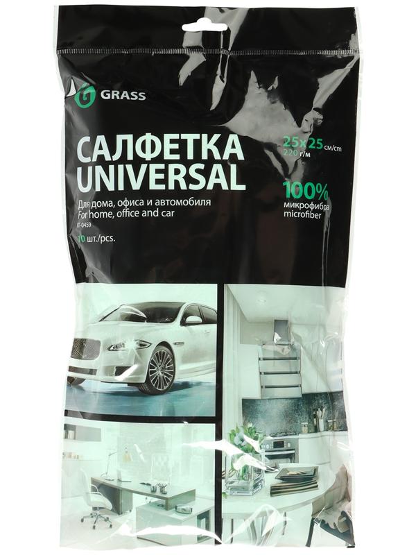 Салфетка микрофибра универсальная Grass, 25 х 25 см, 10 шт, 220 г/м