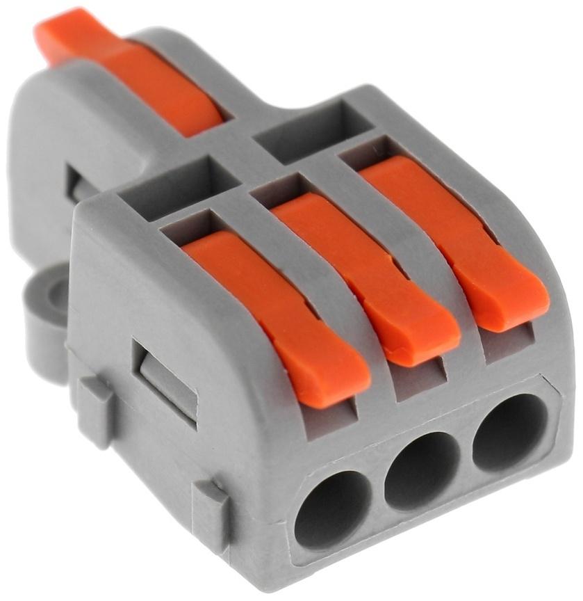 Клемма электрическая проходная, комбинируемая, 32А, 0,2-4 мм2, 1 ввод 3 вывод, набор 10 шт   1010547