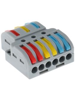 Клемма электрическая проходная, 32А, 0,08-4 мм2, фаза/ноль/земля, 2 ввод 3 вывод, наб. 10 шт   10105
