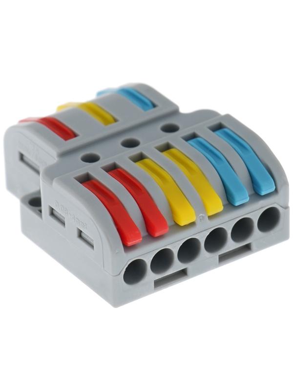 Клемма электрическая проходная, 32А, 0,08-4 мм2, фаза/ноль/земля, 2 ввод 3 вывод, наб. 10 шт   10105