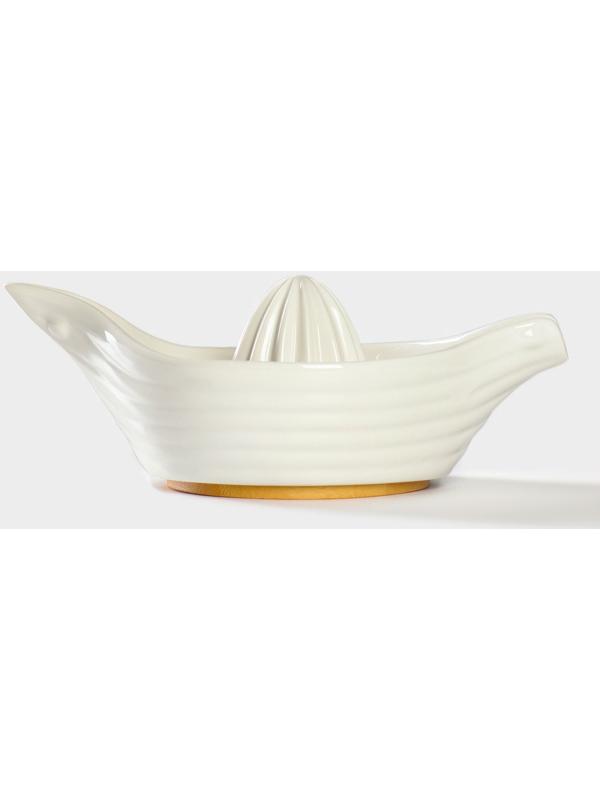 Соковыжималка фарфоровая на подставке из бамбука BellaTenero, 19×12×7,5 см, цвет белый