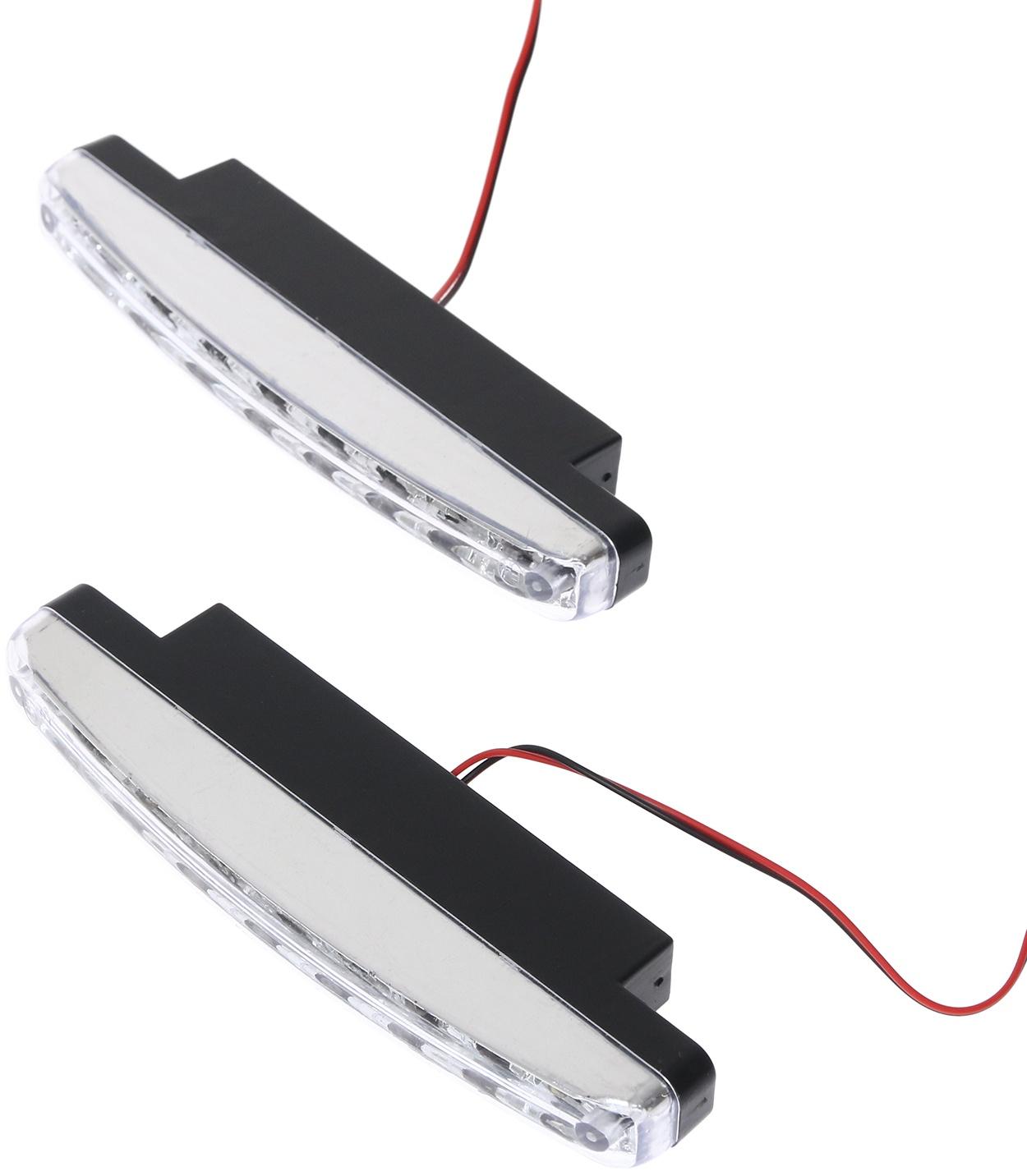 Светодиодная LED фара, 12 В, 24 Вт, 8 LED, 6500 К, провод 80 см, набор 2 шт