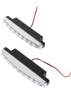 Светодиодная LED фара, 12 В, 24 Вт, 8 LED, 6500 К, провод 80 см, набор 2 шт