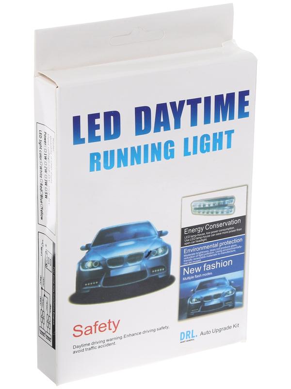 Светодиодная LED фара, 12 В, 24 Вт, 8 LED, 6500 К, провод 80 см, набор 2 шт