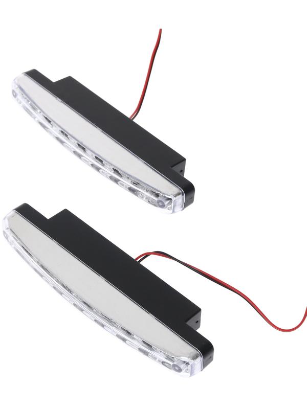 Светодиодная LED фара, 12 В, 24 Вт, 8 LED, 6500 К, провод 80 см, набор 2 шт