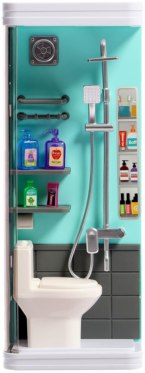 Набор мебели для кукол «Уборная», душ, унитаз, цвет зелёный