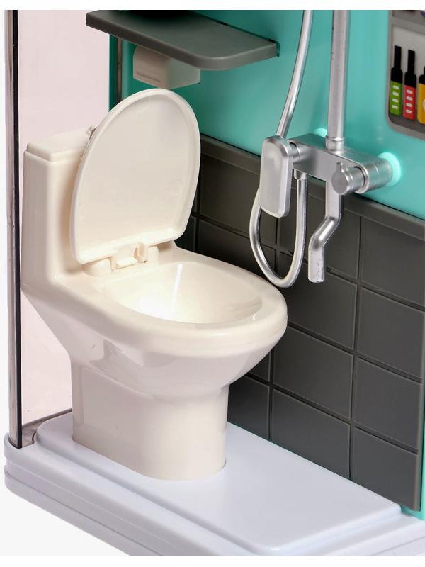 Набор мебели для кукол «Уборная», душ, унитаз, цвет зелёный