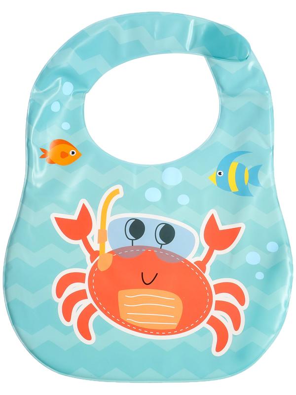 Нагрудник для кормления «Любимый малыш: Крабик», непромокаемый, цвет голубой