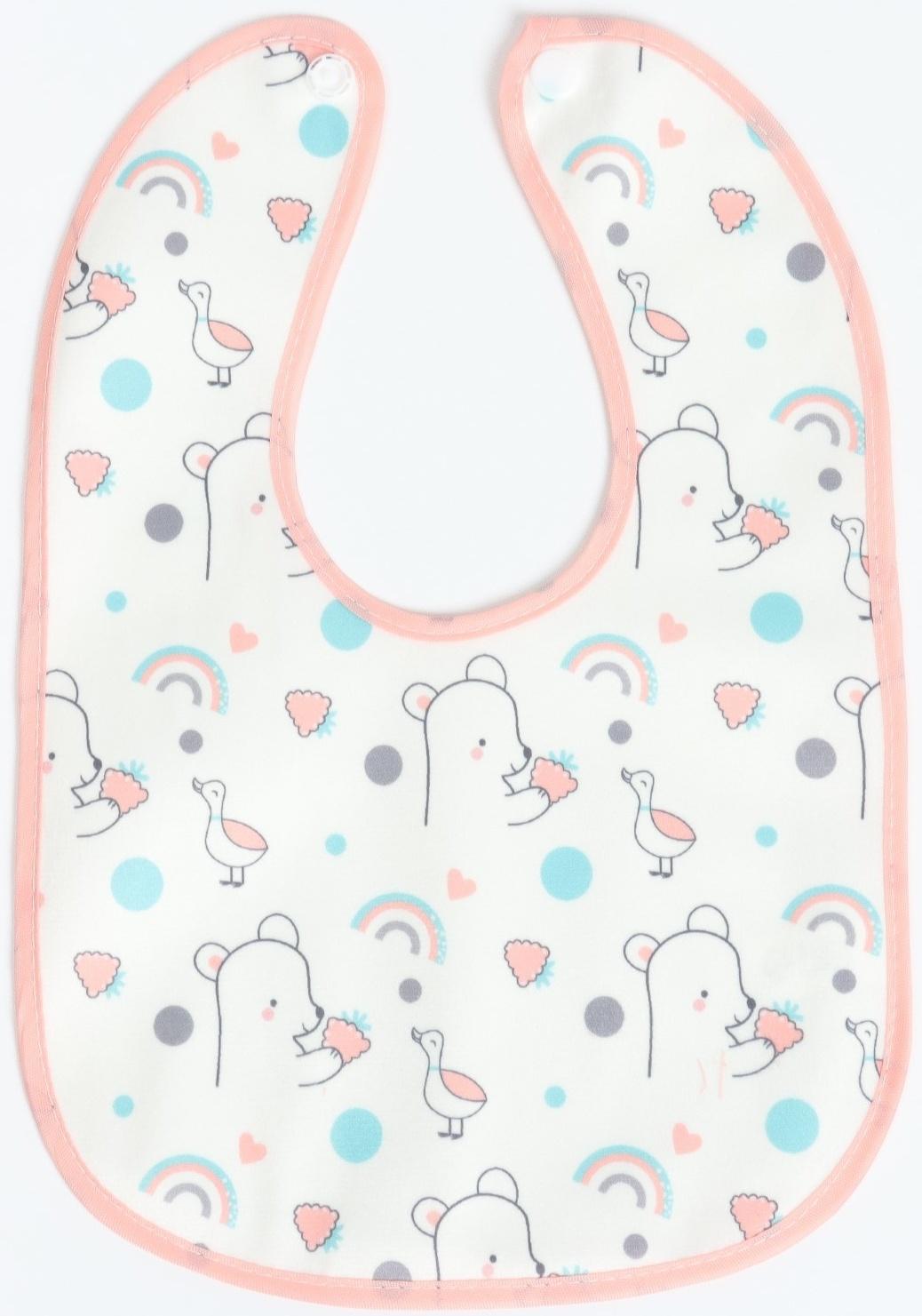 Набор: нагрудник детский 29х20, 4 шт. + подарок, Крошка Я (розовый и серый)