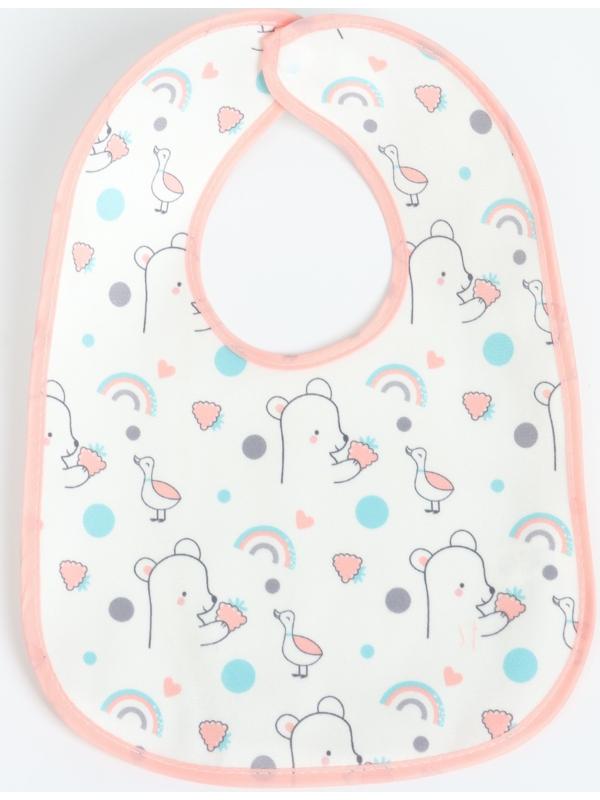 Набор: нагрудник детский 29х20, 4 шт. + подарок, Крошка Я (розовый и серый)