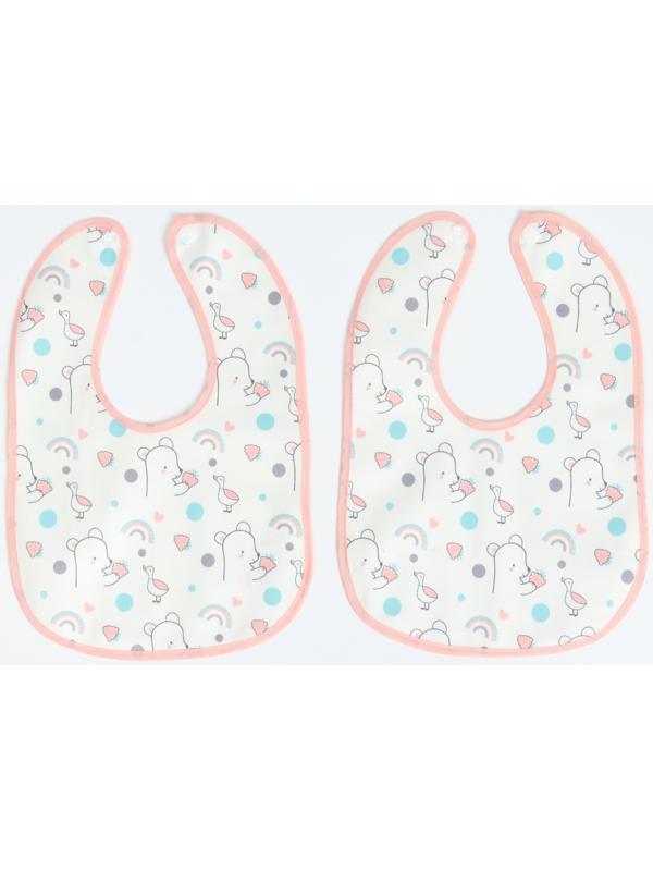 Набор: нагрудник детский 29х20, 4 шт. + подарок, Крошка Я (розовый и серый)