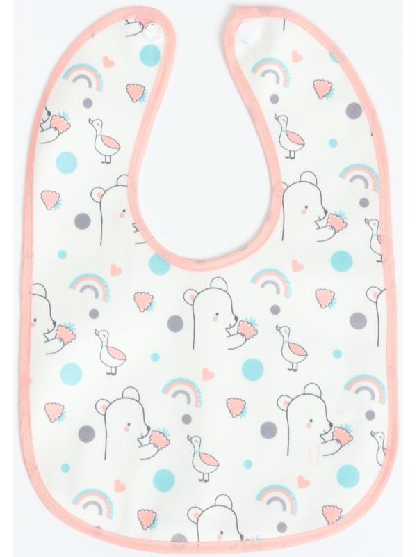 Набор: нагрудник детский 29х20, 4 шт. + подарок, Крошка Я (розовый и серый)