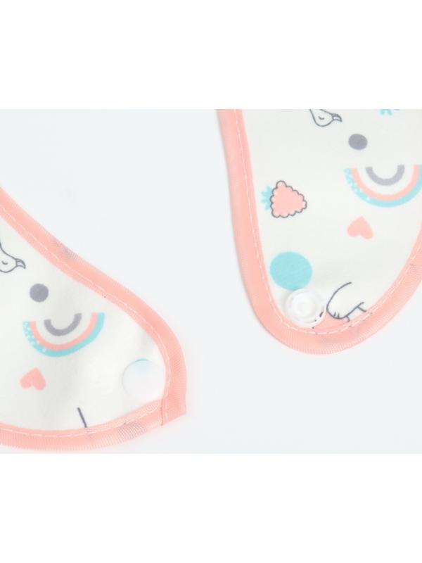 Набор: нагрудник детский 29х20, 4 шт. + подарок, Крошка Я (розовый и серый)