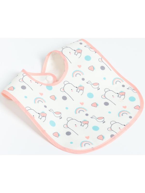 Набор: нагрудник детский 29х20, 4 шт. + подарок, Крошка Я (розовый и серый)